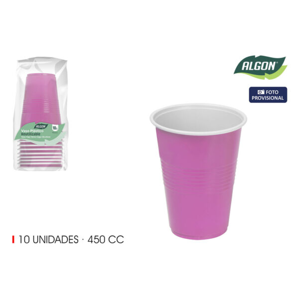 Set di Bicchieri Algon Rosa 450 ml 10 Pezzi (18 Unità)