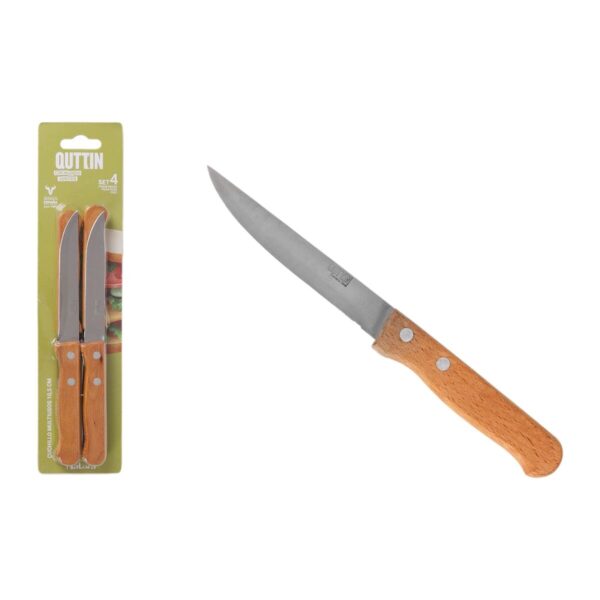 Coltello da Cucina Quttin Natura Marrone Argentato Acciaio inossidabile 10,5 cm 4 Pezzi (12 Unità)