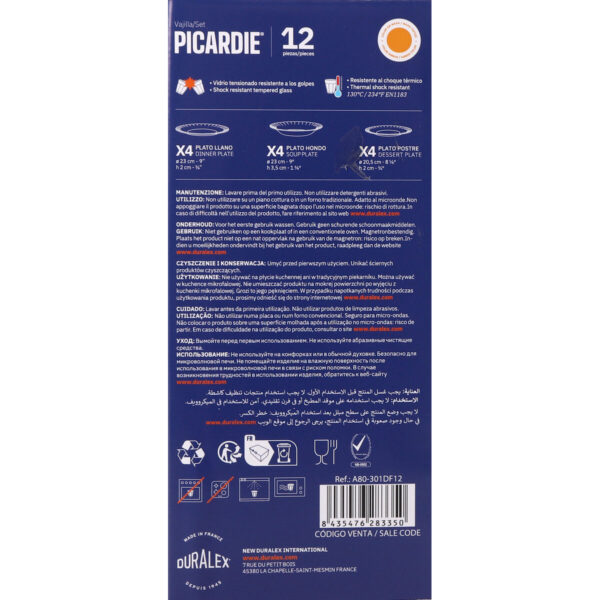 Servizio di Piatti Duralex Picardie 12 Pezzi (2 Unità)