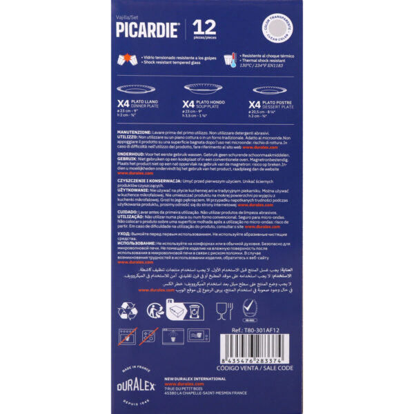 Servizio di Piatti Duralex Picardie Trasparente 12 Pezzi (2 Unità)