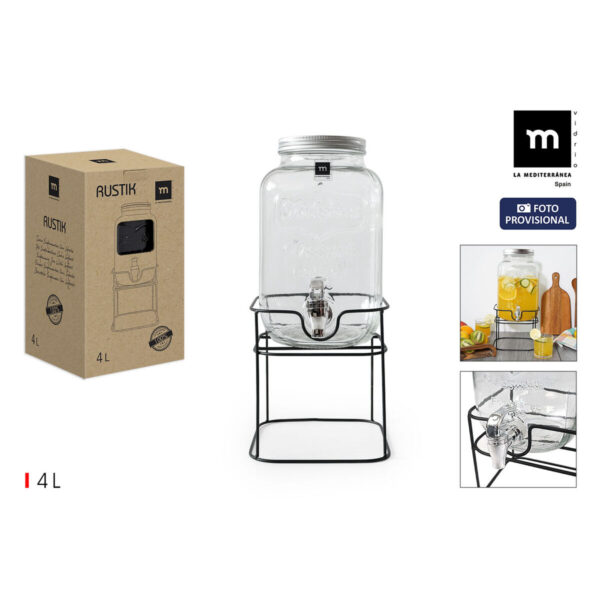 Dispenser di bevande La Mediterránea Rustik Metallo Vetro 4 L 17 x 17 x 30,5 cm (4 Unità)