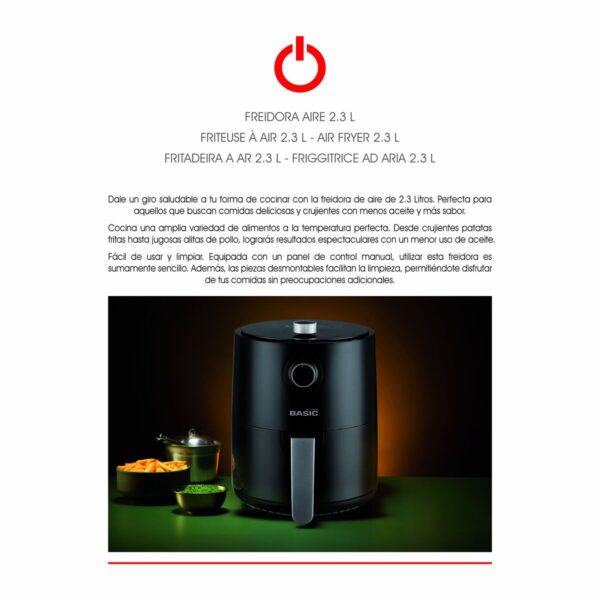 Friggitrice ad Aria Basic Home Nero 1200 W 2,3 L