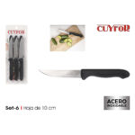 Set di Coltelli Cuyfor Filo Nero Argentato 6 Pezzi (24 Unità)