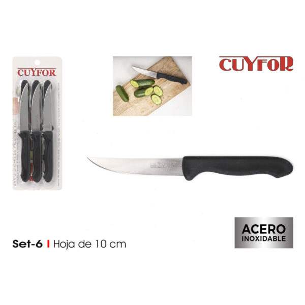 Set di Coltelli Cuyfor Filo Nero Argentato 6 Pezzi (24 Unità)