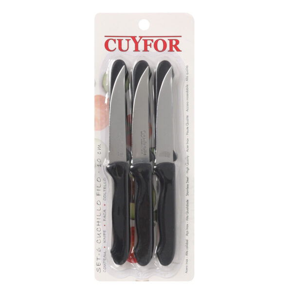 Set di Coltelli Cuyfor Filo Nero Argentato 6 Pezzi (24 Unità)