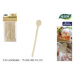 Set di Cucchiai Algon Legno 15,2 cm 24 Pezzi (18 Unità)