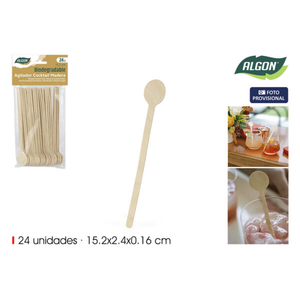 Set di Cucchiai Algon Legno 15,2 cm 24 Pezzi (18 Unità)