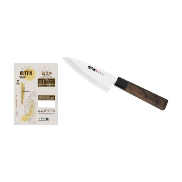 Coltello da Cucina Quttin DEBA Takamura Marrone Argentato 11 cm (12 Unità)