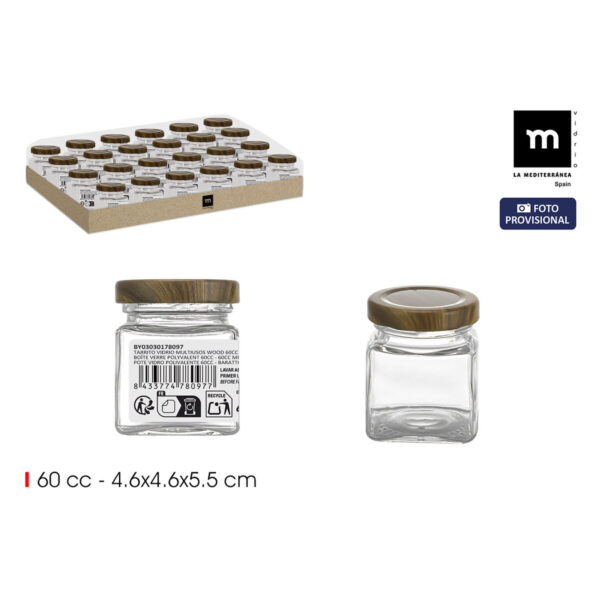 Barattolo di Vetro La Mediterránea WOOD 60 ml (72 Unità)