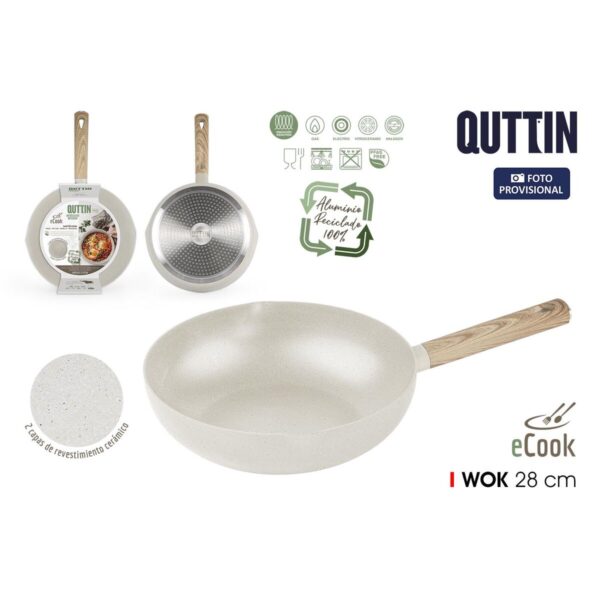 Padella Wok Quttin ECOOK Bianco 28 x 8 cm 2,8 mm (6 Unità)