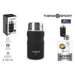 Thermos per Alimenti ThermoSport Nero Acciaio 750 ml (6 Unità)
