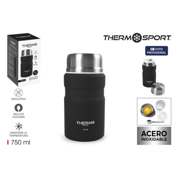 Thermos per Alimenti ThermoSport Nero Acciaio 750 ml (6 Unità)