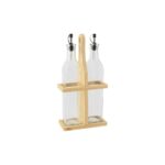 Set per Condire Quttin Marrone Trasparente Vetro Bambù 0,5 L 2 Pezzi (12 Unità)