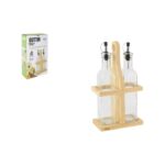 Set per Condire Quttin Marrone Trasparente Vetro Bambù 250 ml 2 Pezzi (12 Unità)