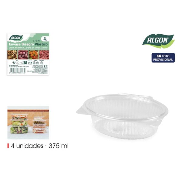 Vassoi Riutilizzabili per Alimenti Algon OPS 375 ml 16 x 12,7 x 4,7 cm (4 Pezzi) (24 Unità)