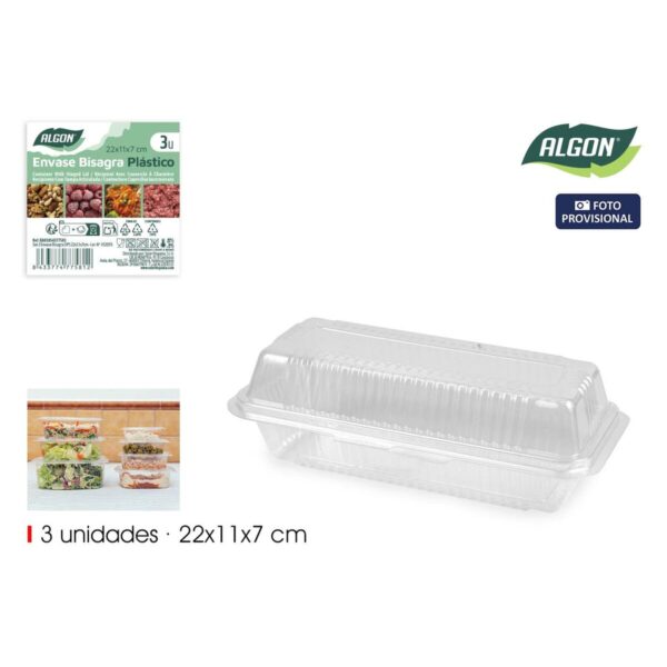 Vassoi Riutilizzabili per Alimenti Algon OPS 22 x 11 x 7 cm (3 Pezzi) (24 Unità)