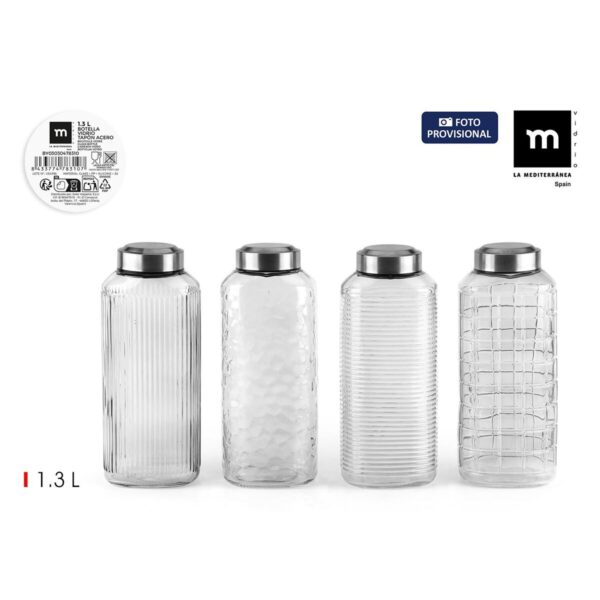 Bottiglia di Vetro La Mediterránea Vetro Acciaio 1,3 L (12 Unità)