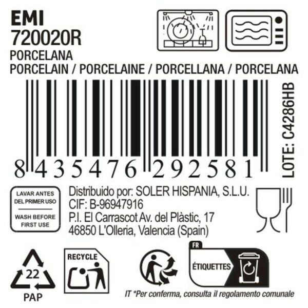 Teglia da Cucina La Mediterránea Emi Rotonda (18 Unità)