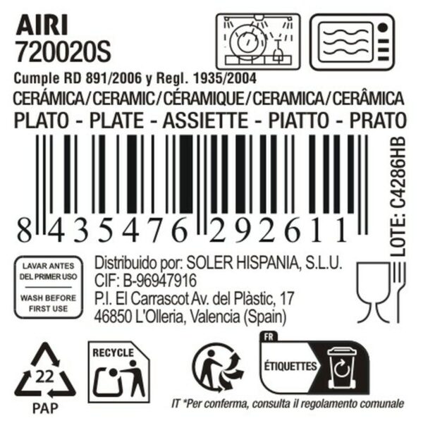 Teglia da Cucina La Mediterránea Airi Rotonda (18 Unità)