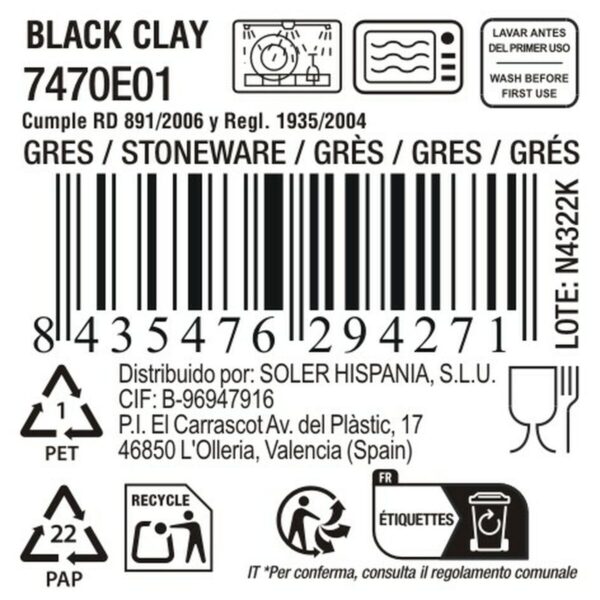 Piatto Fondo La Mediterránea Black clay