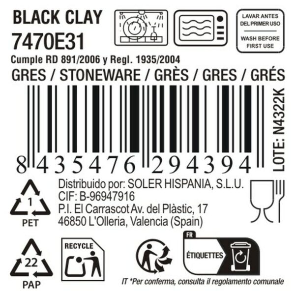 Tazza La Mediterránea Black clay (36 Unità)