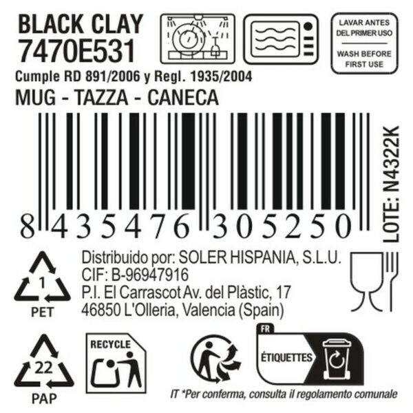 Tazza La Mediterránea Black clay (36 Unità)