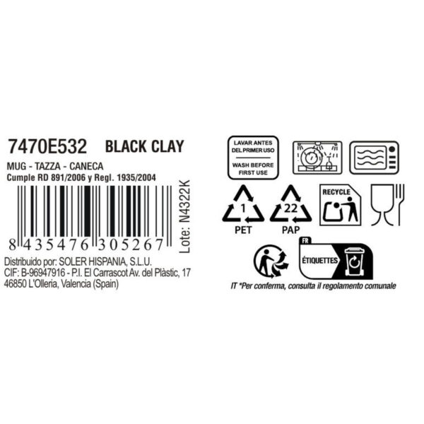 Tazza La Mediterránea Black clay (36 Unità)
