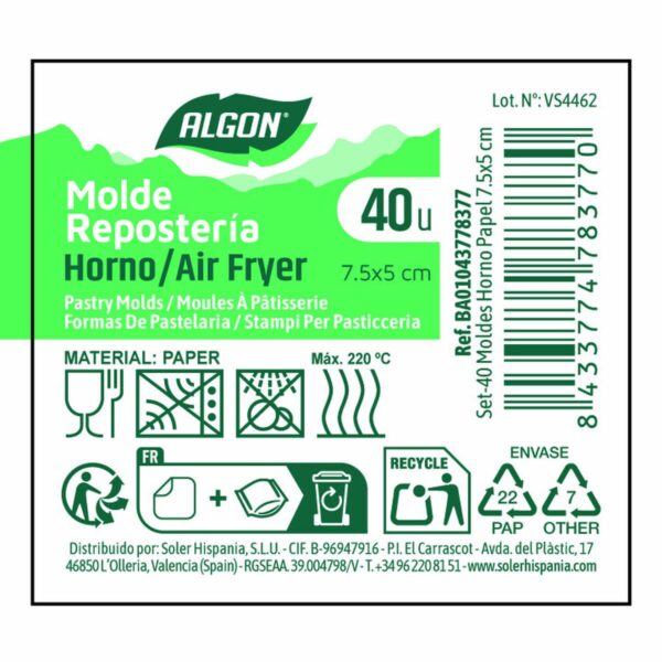 Stampo da Forno Algon 4,5 x 5 cm (40 Pezzi) (24 Unità)