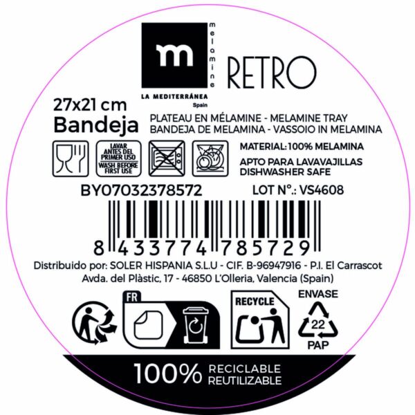 Vassoio La Mediterránea 27 x 21 cm (18 Unità)
