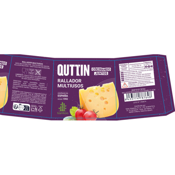 Grattugia Quttin Bambù 9 x 6,8 x 21,5 cm (24 Unità)