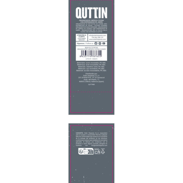 Organizzatore di lavello Quttin 18 x 8,5 x 19 cm (12 Unità)