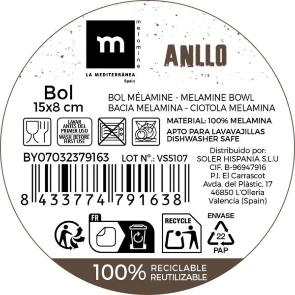 Ciotola La Mediterránea 15 x 8 cm (24 Unità)