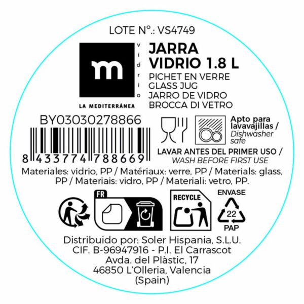 Brocca La Mediterránea Vetro 1,8 L (12 Unità)