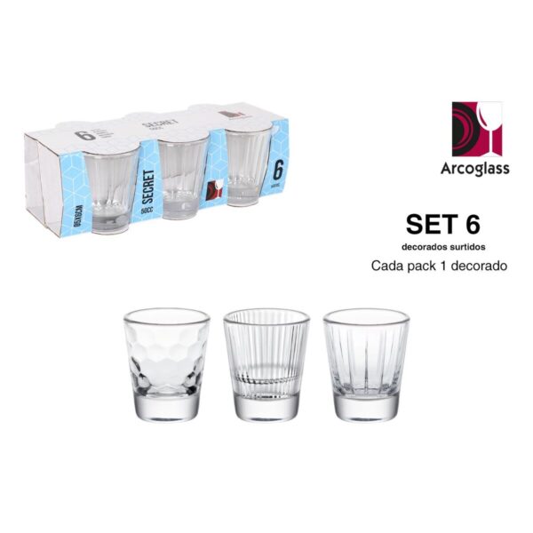Set di Bicchierini da Chicchetto Arcoglass Secret 50 ml 6 Pezzi (18 Unità)