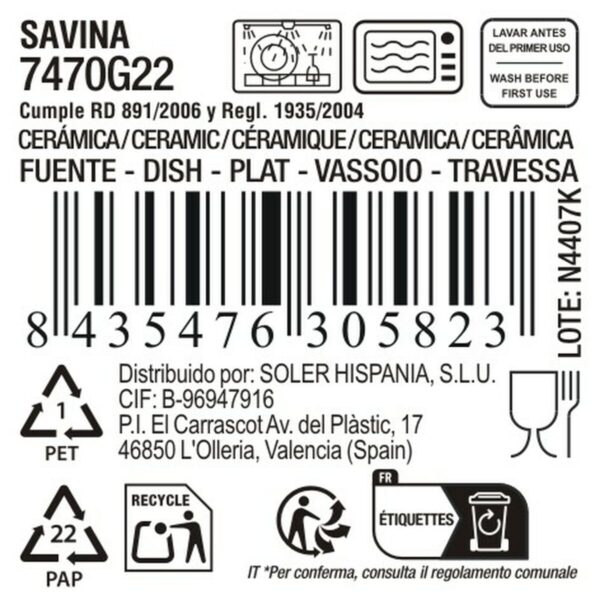 Teglia da Cucina La Mediterránea Savina Ovale Ø 33 x 14,6 x 2,5 cm (8 Unità)