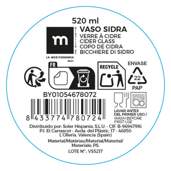 Set di Bicchieri La Mediterránea 0,52 l (12 Unità)