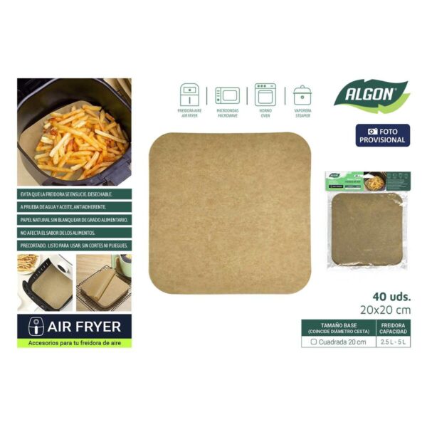 Carta per friggitrice ad aria Inde 20 cm (24 Unità)