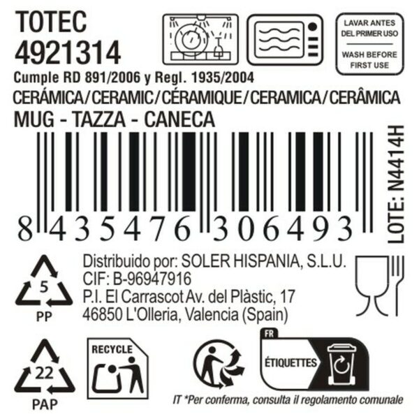 Tazza La Mediterránea Totec 380 ml (18 Unità)