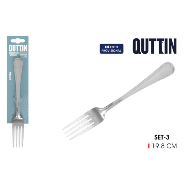 Set di Forchette Quttin Sofia 19,8 x 2,7 cm 3 Pezzi (12 Unità)