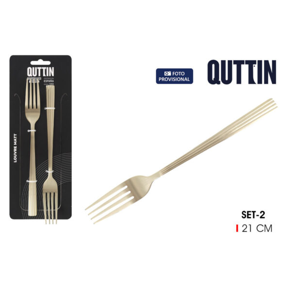Set di Forchette Quttin LOUVRE Champagne 21 x 2,4 cm 2 Pezzi (12 Unità)