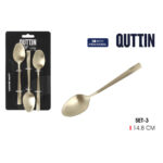 Set di cucchiai da dessert Inde Louvre Matt 1,5 mm 14,8 x 3,2 cm 3 Pezzi (12 Unità)