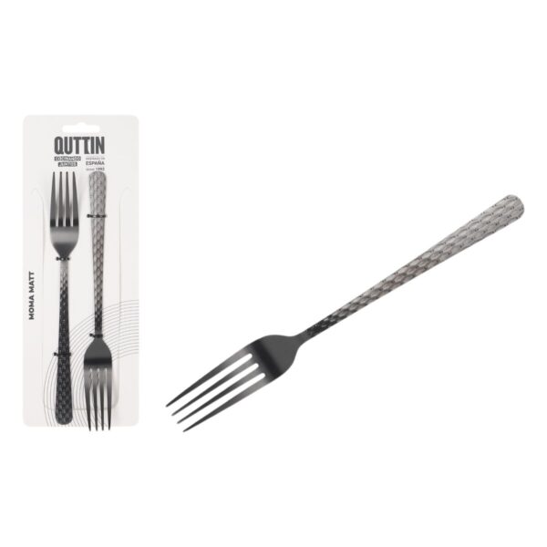 Set di Forchette Quttin MOMA Nero 20,5 x 2,4 cm 2 Pezzi (12 Unità)