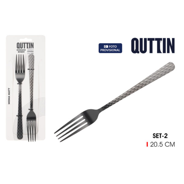 Set di Forchette Quttin MOMA Nero 20,5 x 2,4 cm 2 Pezzi (12 Unità)