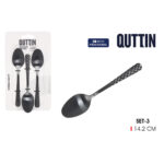 Set di cucchiai da dessert Quttin MOMA Nero 14,2 x 3,2 cm 3 Pezzi (12 Unità)
