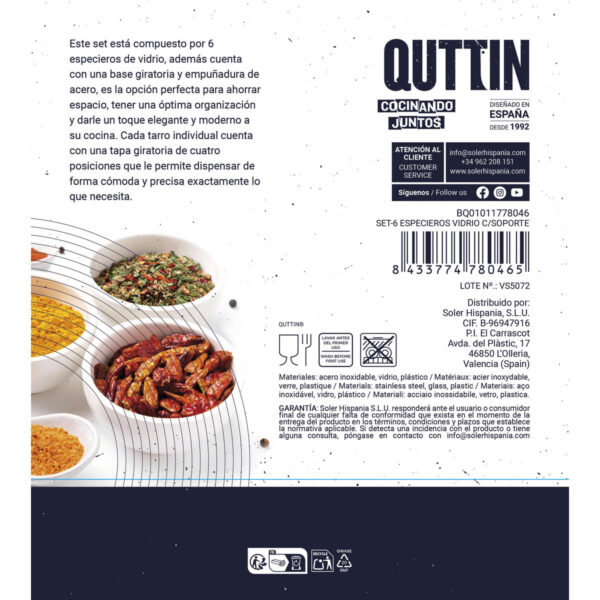 Portaspezie Quttin 17,8 X 17,8 X 16,3 CM (6 Pezzi) (8 Unità)