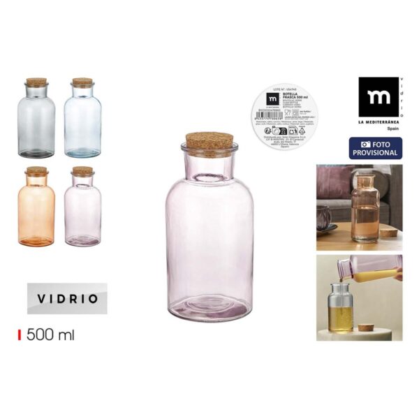Bottiglia di Vetro La Mediterránea Sughero Vetro 500 ml (16 Unità)