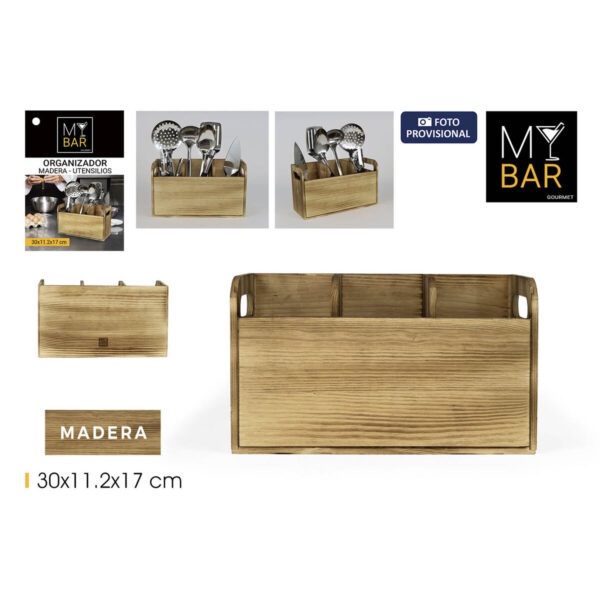 Contenitore per Utensili da Cucina My Bar Legno 30 x 11,2 x 17 cm (6 Unità)