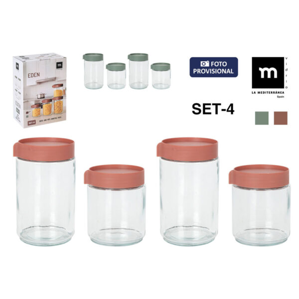 Set di Barattoli La Mediterránea Eden Vetro polipropilene 4 Pezzi (8 Unità)