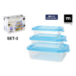 Set di scatole porta pranzo Inde Soul Rettangolare 1,04 L 3 Pezzi (8 Unità)