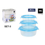 Set di scatole porta pranzo La Mediterránea Soul Azzurro Trasparente 3 Pezzi (8 Unità)